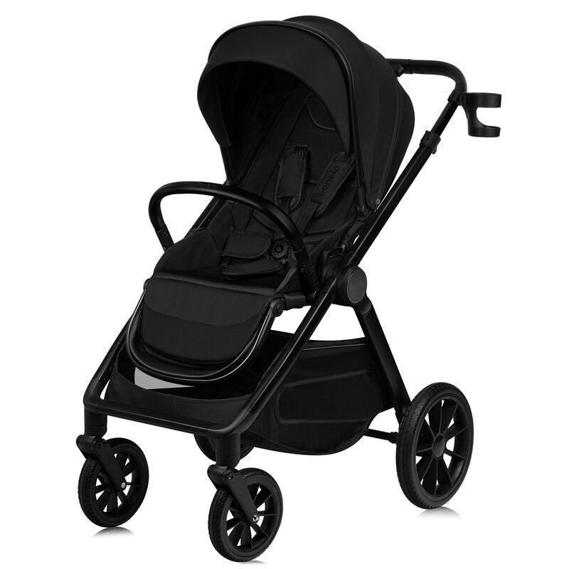 Carucior 3 in 1, Lionelo, Layla, Pana la 22 kg, Cadru aluminiu, Cu landou intarit si salteluta din spuma AirDots, Cu scoica auto testata ADAC, Reversibil, Cu ventilatie 3D, Cu accesorii, EN1888-1, EN1888-2, EN1466, Negru