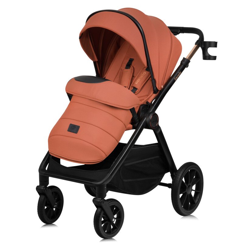 Carucior 3 in 1, Lionelo, Layla, Pana la 22 kg, Cadru aluminiu, Cu landou intarit si salteluta din spuma AirDots, Cu scoica auto testata ADAC, Reversibil, Cu ventilatie 3D, Cu accesorii, EN1888-1, EN1888-2, EN1466, Maro
