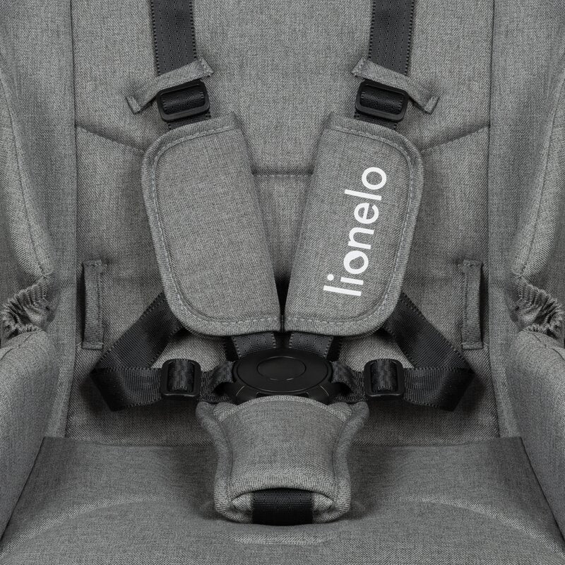Carucior 3 in 1, Lionelo, Meril, Cu landou de dimensiune XL, Reversibil, Cu scoica auto testata ADAC, Cu accesorii, Pana la 22 kg, Conform cu EN1888-1 EN1888-2, EN1466, Gri
