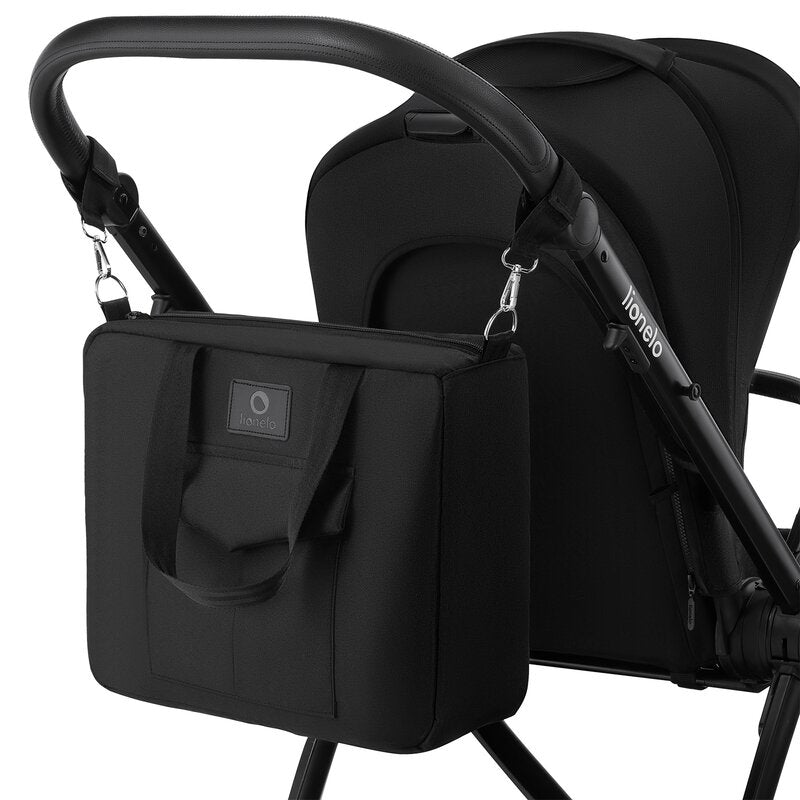 Carucior 3 in 1, Lionelo, Meril, Cu landou de dimensiune XL, Reversibil, Cu scoica auto testata ADAC, Cu accesorii, Pana la 22 kg, Conform cu EN1888-1 EN1888-2, EN1466, Negru