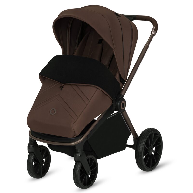 Carucior 3 in 1, Lionelo, Mika Plus, Cadru din aluminiu, Cu landou intarit si salteluta moale, Cu scoica auto testata ADAC, Reversibil, Cu sistem de ventilatie 3D, Cu accesorii, Pana la 22 kg, EN1888-1 EN1888-2 EN1466 ECE R129, Mocha Mousse