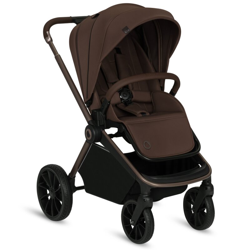 Carucior 3 in 1, Lionelo, Mika Plus, Cadru din aluminiu, Cu landou intarit si salteluta moale, Cu scoica auto testata ADAC, Reversibil, Cu sistem de ventilatie 3D, Cu accesorii, Pana la 22 kg, EN1888-1 EN1888-2 EN1466 ECE R129, Mocha Mousse
