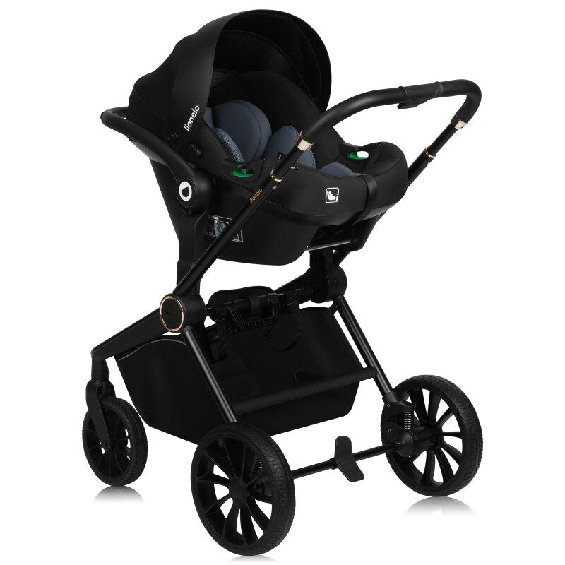 Carucior 3 in 1, Lionelo, Mika Plus, Cadru din aluminiu, Cu landou intarit si salteluta moale, Cu scoica auto testata ADAC, Reversibil, Cu sistem de ventilatie 3D, Cu accesorii, Pana la 22 kg, EN1888-1 EN1888-2 EN1466 ECE R129, Maro