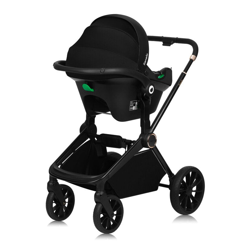 Carucior 3 in 1, Lionelo, Mika Plus, Cadru din aluminiu, Cu landou intarit si salteluta moale, Cu scoica auto testata ADAC, Reversibil, Cu sistem de ventilatie 3D, Cu accesorii, Pana la 22 kg, EN1888-1 EN1888-2 EN1466 ECE R129, Bej