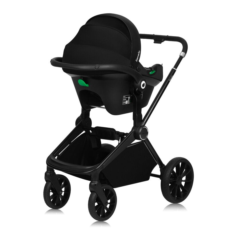 Carucior 3 in 1, Lionelo, Mika Plus, Cadru din aluminiu, Cu landou intarit si salteluta moale, Cu scoica auto testata ADAC, Reversibil, Cu sistem de ventilatie 3D, Cu accesorii, Pana la 22 kg, EN1888-1 EN1888-2 EN1466 ECE R129, Verde