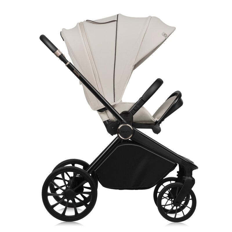 Carucior 3 in 1, Lionelo, Mika Plus, Cadru din aluminiu, Cu landou intarit si salteluta moale, Cu scoica auto testata ADAC, Reversibil, Cu sistem de ventilatie 3D, Cu accesorii, Pana la 22 kg, EN1888-1 EN1888-2 EN1466 ECE R129, Bej