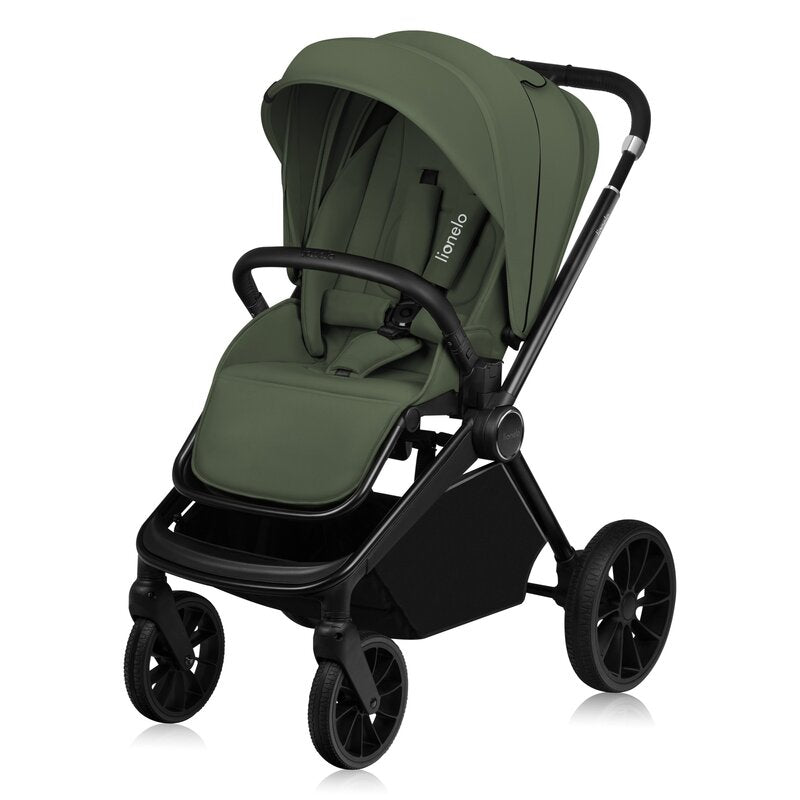 Carucior 3 in 1, Lionelo, Mika Plus, Cadru din aluminiu, Cu landou intarit si salteluta moale, Cu scoica auto testata ADAC, Reversibil, Cu sistem de ventilatie 3D, Cu accesorii, Pana la 22 kg, EN1888-1 EN1888-2 EN1466 ECE R129, Verde