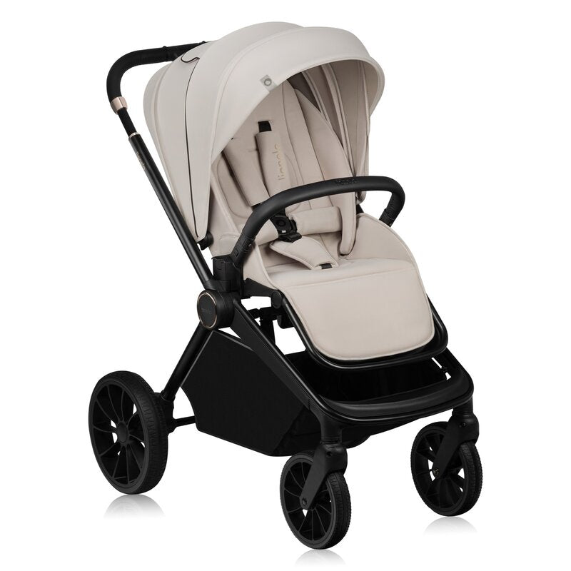Carucior 3 in 1, Lionelo, Mika Plus, Cadru din aluminiu, Cu landou intarit si salteluta moale, Cu scoica auto testata ADAC, Reversibil, Cu sistem de ventilatie 3D, Cu accesorii, Pana la 22 kg, EN1888-1 EN1888-2 EN1466 ECE R129, Bej