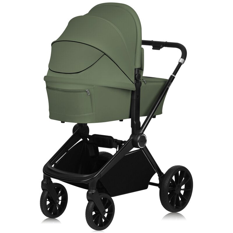 Carucior 3 in 1, Lionelo, Mika Plus, Cadru din aluminiu, Cu landou intarit si salteluta moale, Cu scoica auto testata ADAC, Reversibil, Cu sistem de ventilatie 3D, Cu accesorii, Pana la 22 kg, EN1888-1 EN1888-2 EN1466 ECE R129, Verde