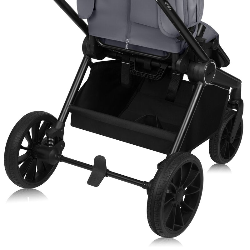 Carucior 3 in 1, Lionelo, Mika Plus, Cadru din aluminiu, Cu landou intarit si salteluta moale, Cu scoica auto testata ADAC, Reversibil, Cu sistem de ventilatie 3D, Cu accesorii, Pana la 22 kg, EN1888-1 EN1888-2 EN1466 ECE R129, Gri