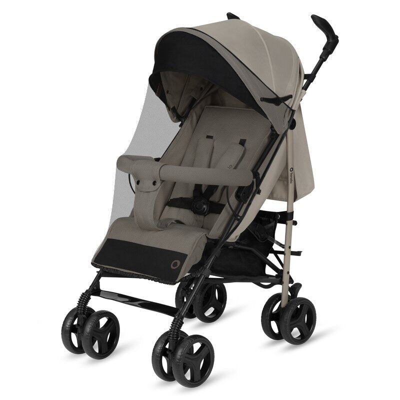 Carucior sport compact, Lionelo, Irma, Spatar ajustabil in 4 pozitii, Suport picioare reglabil, Manere rotative, Pliere tip umbrela, 6- 36 luni, Pana la 15 kg, Conform cu EN1888-1:2018, Bej