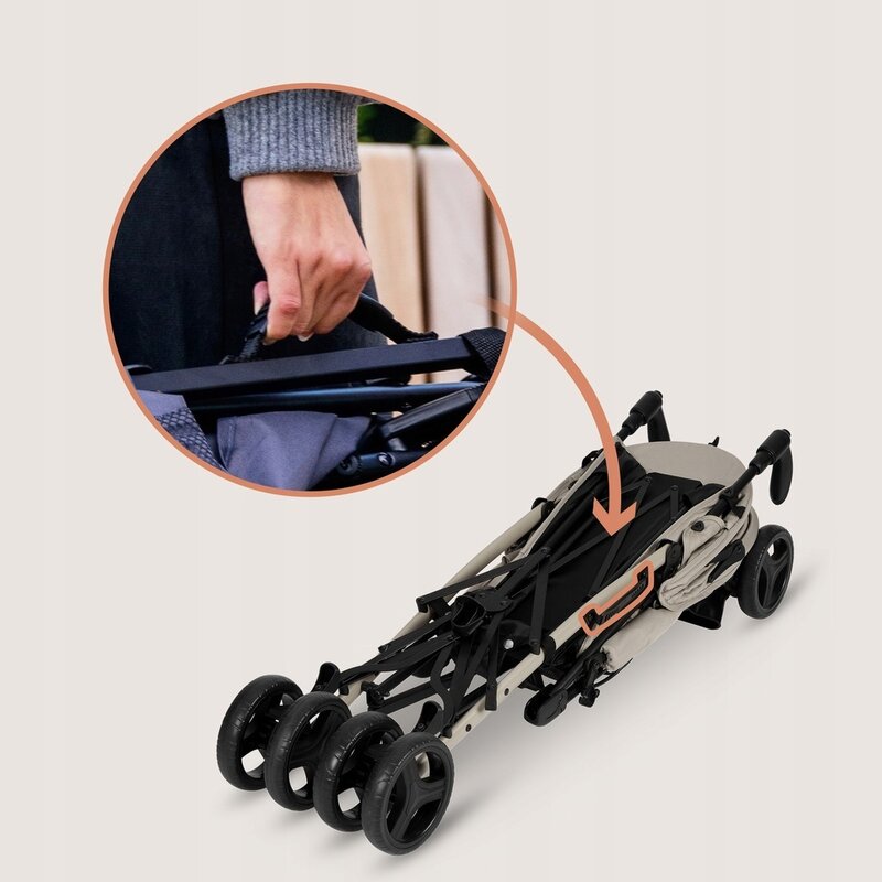 Carucior sport compact, Lionelo, Irma, Spatar ajustabil in 4 pozitii, Suport picioare reglabil, Manere rotative, Pliere tip umbrela, 6- 36 luni, Pana la 15 kg, Conform cu EN1888-1:2018, Bej