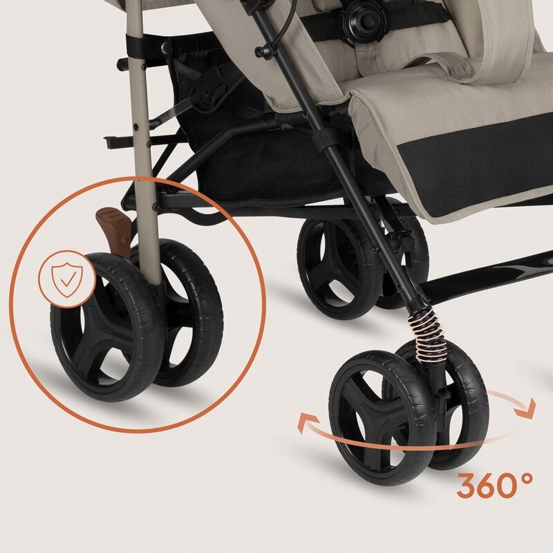 Carucior sport compact, Lionelo, Irma, Spatar ajustabil in 4 pozitii, Suport picioare reglabil, Manere rotative, Pliere tip umbrela, 6- 36 luni, Pana la 15 kg, Conform cu EN1888-1:2018, Bej