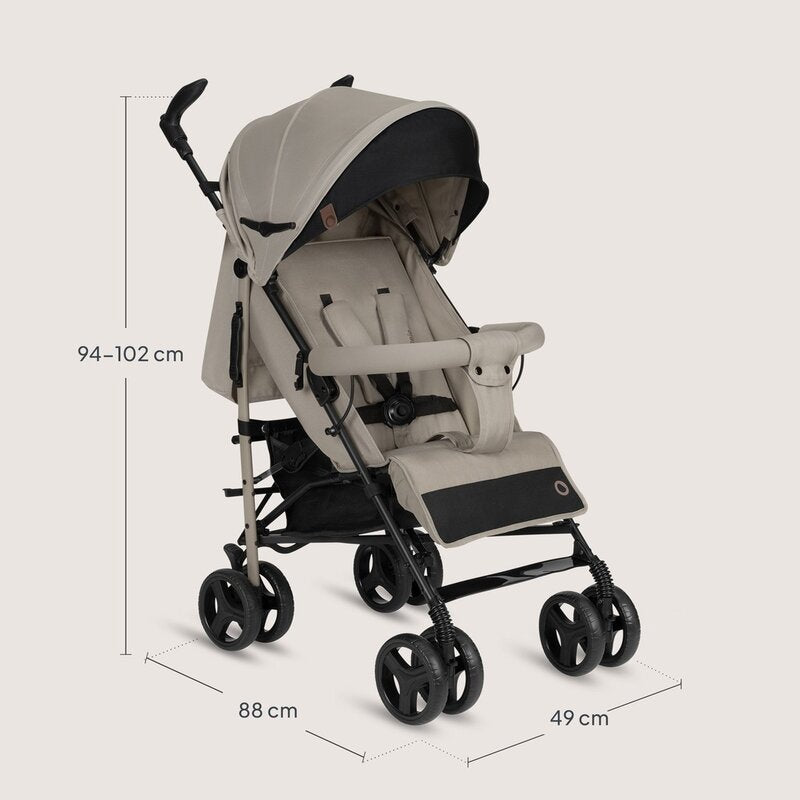 Carucior sport compact, Lionelo, Irma, Spatar ajustabil in 4 pozitii, Suport picioare reglabil, Manere rotative, Pliere tip umbrela, 6- 36 luni, Pana la 15 kg, Conform cu EN1888-1:2018, Bej