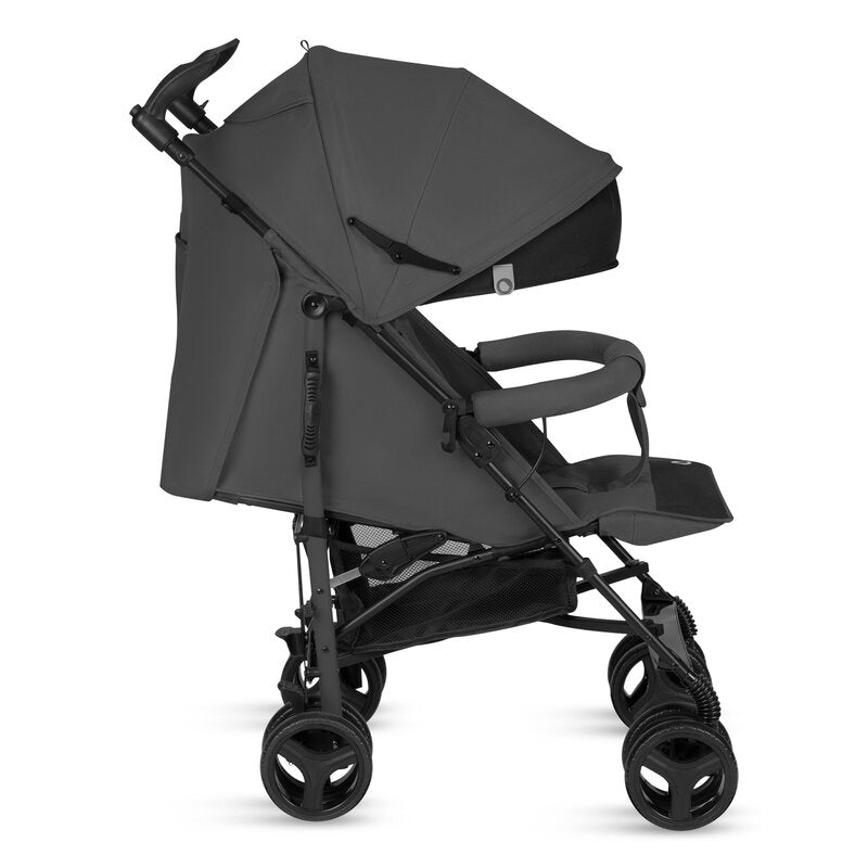 Carucior sport compact, Lionelo, Irma, Spatar ajustabil in 4 pozitii, Suport picioare reglabil, Manere rotative, Pliere tip umbrela, 6- 36 luni, Pana la 15 kg, Conform cu EN1888-1:2018, Gri inchis