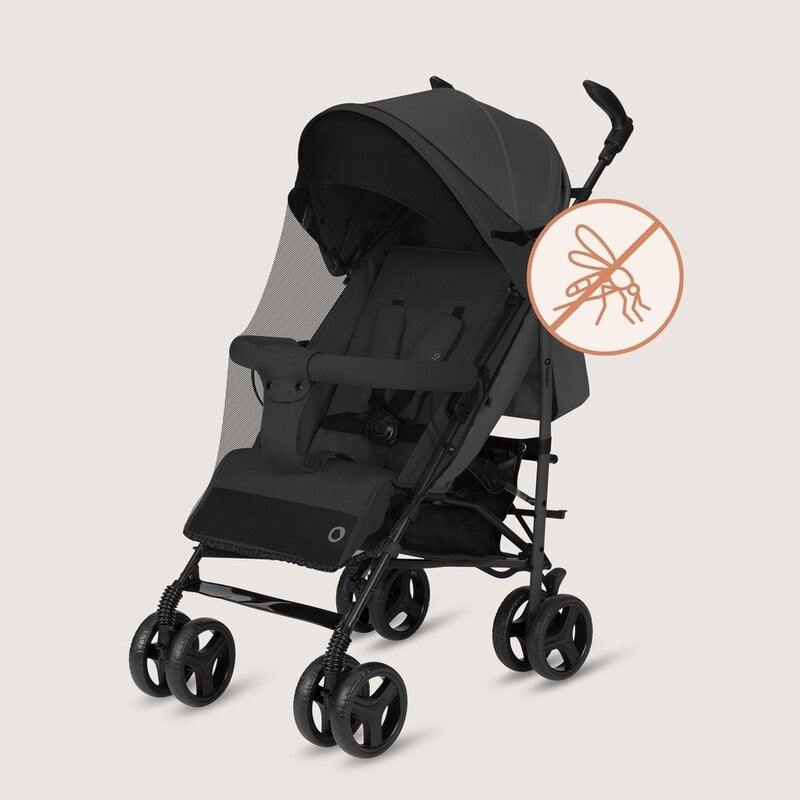 Carucior sport compact, Lionelo, Irma, Spatar ajustabil in 4 pozitii, Suport picioare reglabil, Manere rotative, Pliere tip umbrela, 6- 36 luni, Pana la 15 kg, Conform cu EN1888-1:2018, Gri inchis