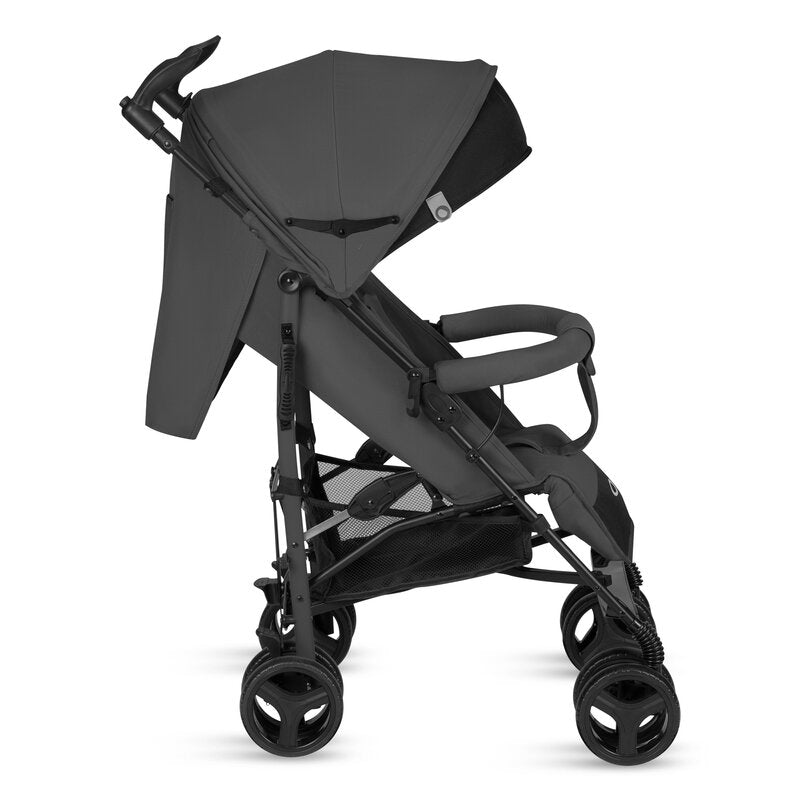 Carucior sport compact, Lionelo, Irma, Spatar ajustabil in 4 pozitii, Suport picioare reglabil, Manere rotative, Pliere tip umbrela, 6- 36 luni, Pana la 15 kg, Conform cu EN1888-1:2018, Gri inchis