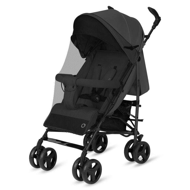 Carucior sport compact, Lionelo, Irma, Spatar ajustabil in 4 pozitii, Suport picioare reglabil, Manere rotative, Pliere tip umbrela, 6- 36 luni, Pana la 15 kg, Conform cu EN1888-1:2018, Gri inchis