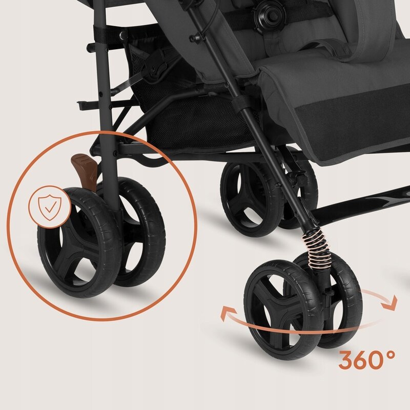 Carucior sport compact, Lionelo, Irma, Spatar ajustabil in 4 pozitii, Suport picioare reglabil, Manere rotative, Pliere tip umbrela, 6- 36 luni, Pana la 15 kg, Conform cu EN1888-1:2018, Gri inchis