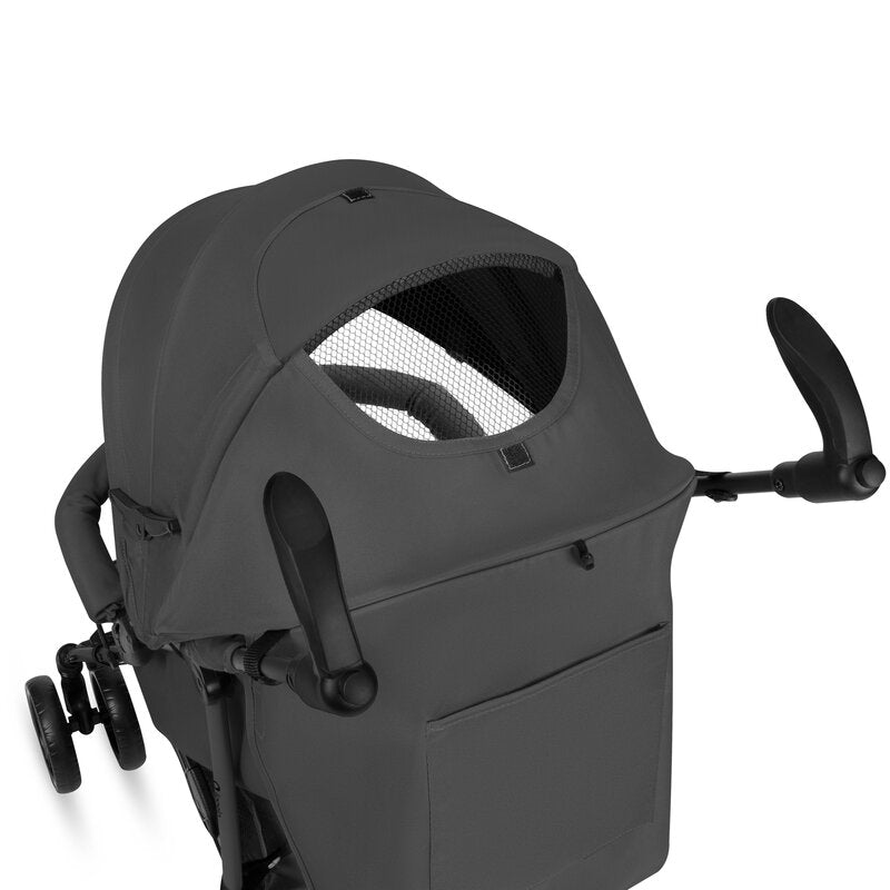 Carucior sport compact, Lionelo, Irma, Spatar ajustabil in 4 pozitii, Suport picioare reglabil, Manere rotative, Pliere tip umbrela, 6- 36 luni, Pana la 15 kg, Conform cu EN1888-1:2018, Gri inchis