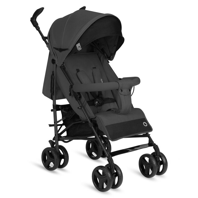 Carucior sport compact, Lionelo, Irma, Spatar ajustabil in 4 pozitii, Suport picioare reglabil, Manere rotative, Pliere tip umbrela, 6- 36 luni, Pana la 15 kg, Conform cu EN1888-1:2018, Gri inchis