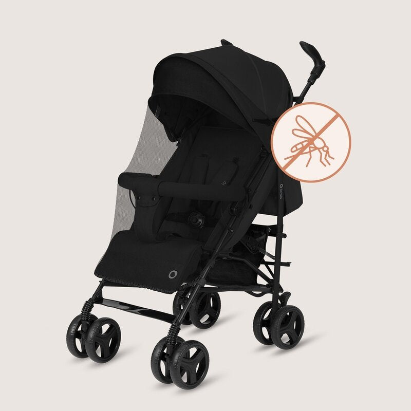 Carucior sport compact, Lionelo, Irma, Spatar ajustabil in 4 pozitii, Suport picioare reglabil, Manere rotative, Pliere tip umbrela, 6- 36 luni, Pana la 15 kg, Conform cu EN1888-1:2018, Negru Onyx
