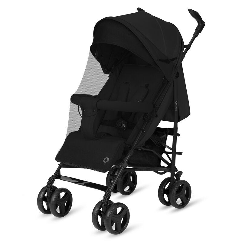 Carucior sport compact, Lionelo, Irma, Spatar ajustabil in 4 pozitii, Suport picioare reglabil, Manere rotative, Pliere tip umbrela, 6- 36 luni, Pana la 15 kg, Conform cu EN1888-1:2018, Negru Onyx