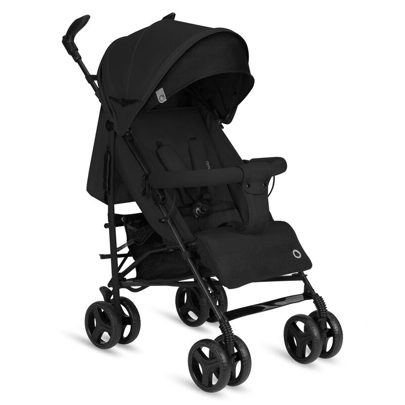 Carucior sport compact, Lionelo, Irma, Spatar ajustabil in 4 pozitii, Suport picioare reglabil, Manere rotative, Pliere tip umbrela, 6- 36 luni, Pana la 15 kg, Conform cu EN1888-1:2018, Negru Onyx