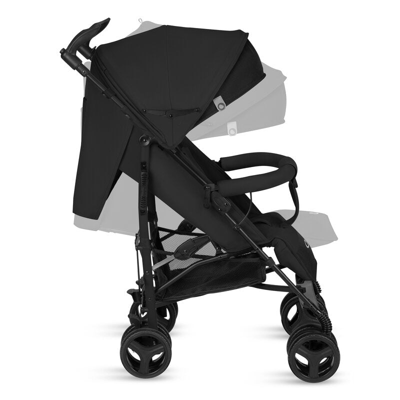 Carucior sport compact, Lionelo, Irma, Spatar ajustabil in 4 pozitii, Suport picioare reglabil, Manere rotative, Pliere tip umbrela, 6- 36 luni, Pana la 15 kg, Conform cu EN1888-1:2018, Negru Onyx