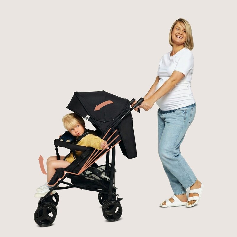 Carucior sport compact, Lionelo, Irma, Spatar ajustabil in 4 pozitii, Suport picioare reglabil, Manere rotative, Pliere tip umbrela, 6- 36 luni, Pana la 15 kg, Conform cu EN1888-1:2018, Negru Onyx