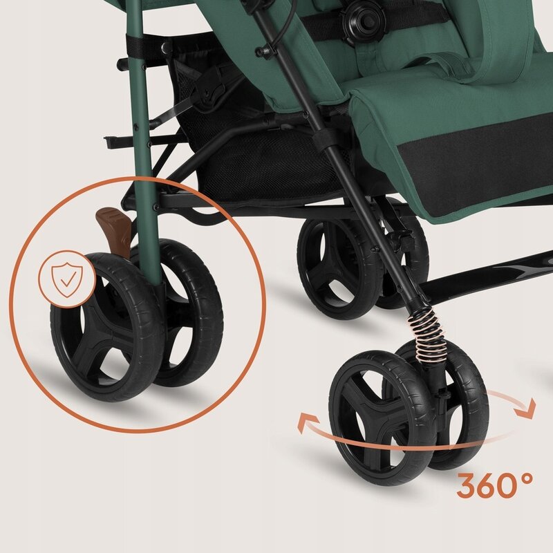 Carucior sport compact, Lionelo, Irma, Spatar ajustabil in 4 pozitii, Suport picioare reglabil, Manere rotative, Pliere tip umbrela, 6- 36 luni, Pana la 15 kg, Conform cu EN1888-1:2018, Verde smarald