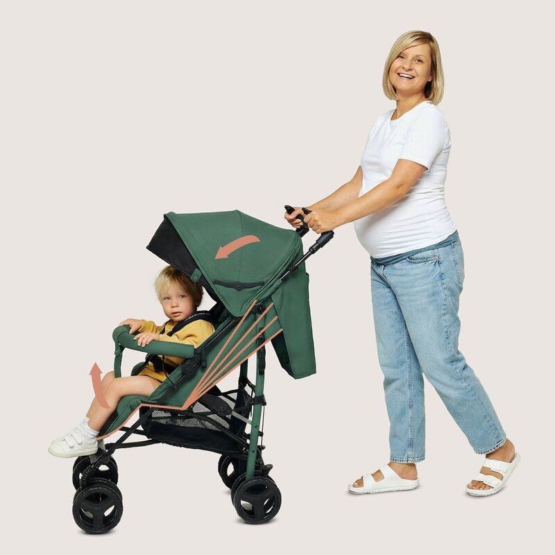 Carucior sport compact, Lionelo, Irma, Spatar ajustabil in 4 pozitii, Suport picioare reglabil, Manere rotative, Pliere tip umbrela, 6- 36 luni, Pana la 15 kg, Conform cu EN1888-1:2018, Verde smarald