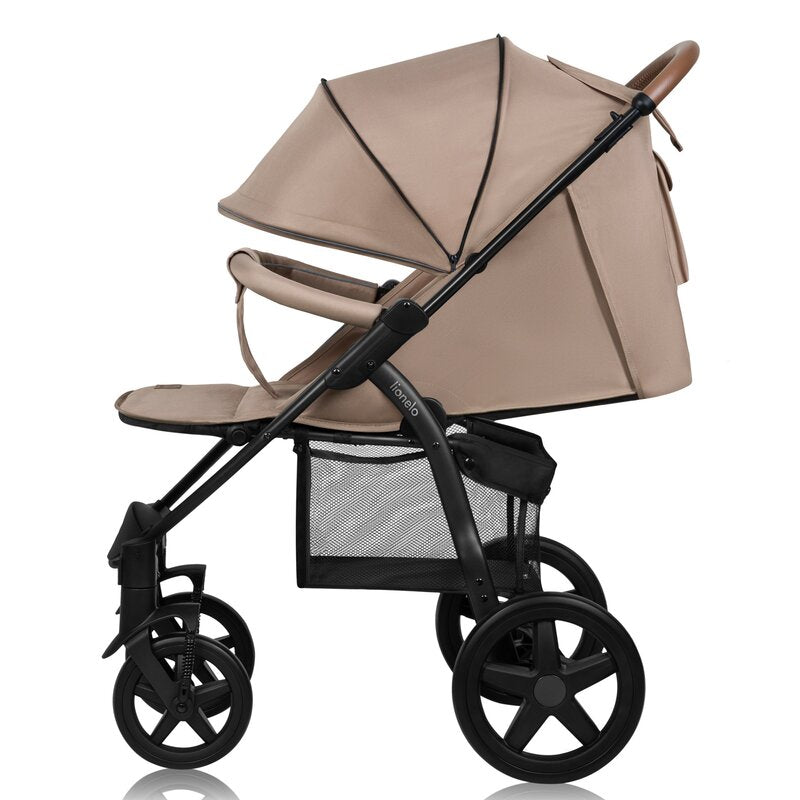 Carucior sport, Lionelo, Annet Plus, De la nastere, Cu accesorii si capotina XXL reglabila, 0 - 22 Kg, Conform cu standardele europene de securitate EN1888-1 si EN1888-2, Bej