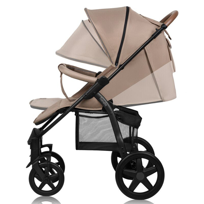 Carucior sport, Lionelo, Annet Plus, De la nastere, Cu accesorii si capotina XXL reglabila, 0 - 22 Kg, Conform cu standardele europene de securitate EN1888-1 si EN1888-2, Bej