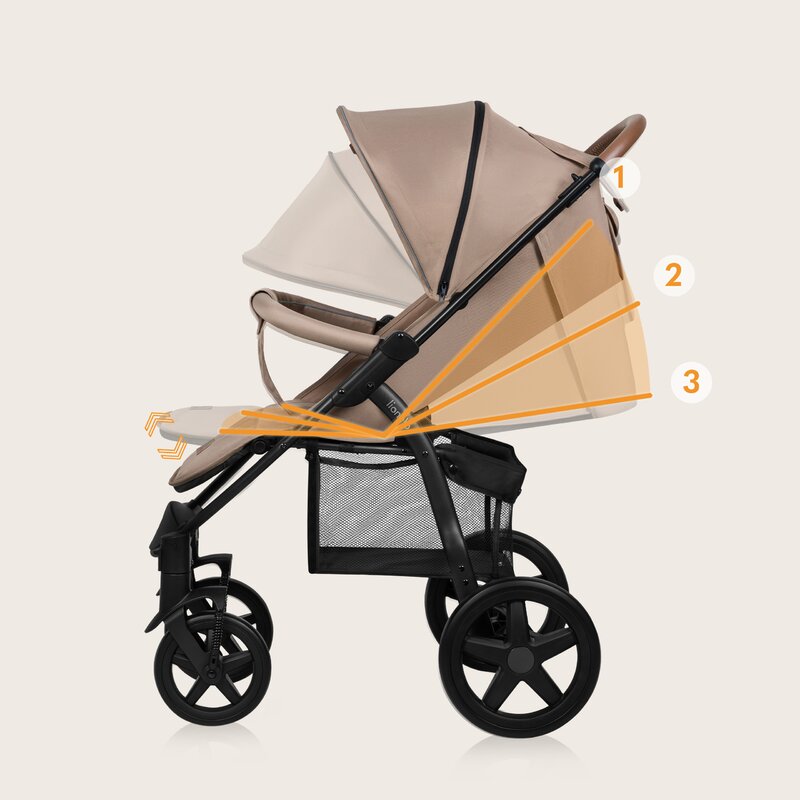 Carucior sport, Lionelo, Annet Plus, De la nastere, Cu accesorii si capotina XXL reglabila, 0 - 22 Kg, Conform cu standardele europene de securitate EN1888-1 si EN1888-2, Bej