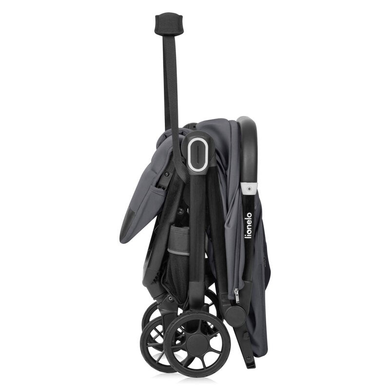 Carucior sport, Lionelo, Bess, Sustine 22 kg, 6 luni+, Capotina impermeabila si protectie SPF 50+, Include suport sticla, Pliere cu o singura mana, Maner pentru transport, Gri