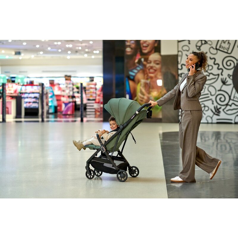 Carucior sport, Lionelo, Bess, Sustine 22 kg, 6 luni+, Capotina impermeabila si protectie SPF 50+, Include suport sticla, Pliere cu o singura mana, Maner pentru transport, Gri