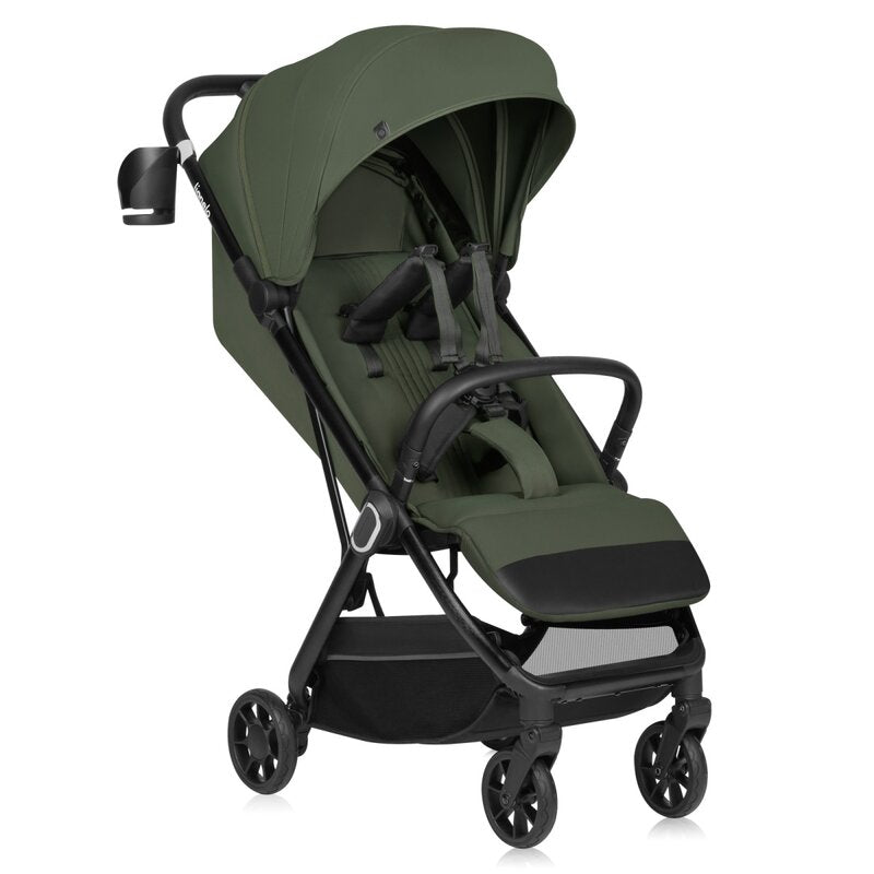 Carucior sport, Lionelo, Bess, Sustine 22 kg, 6 luni+, Capotina impermeabila si protectie SPF 50+, Include suport sticla, Pliere cu o singura mana, Maner pentru transport, Verde