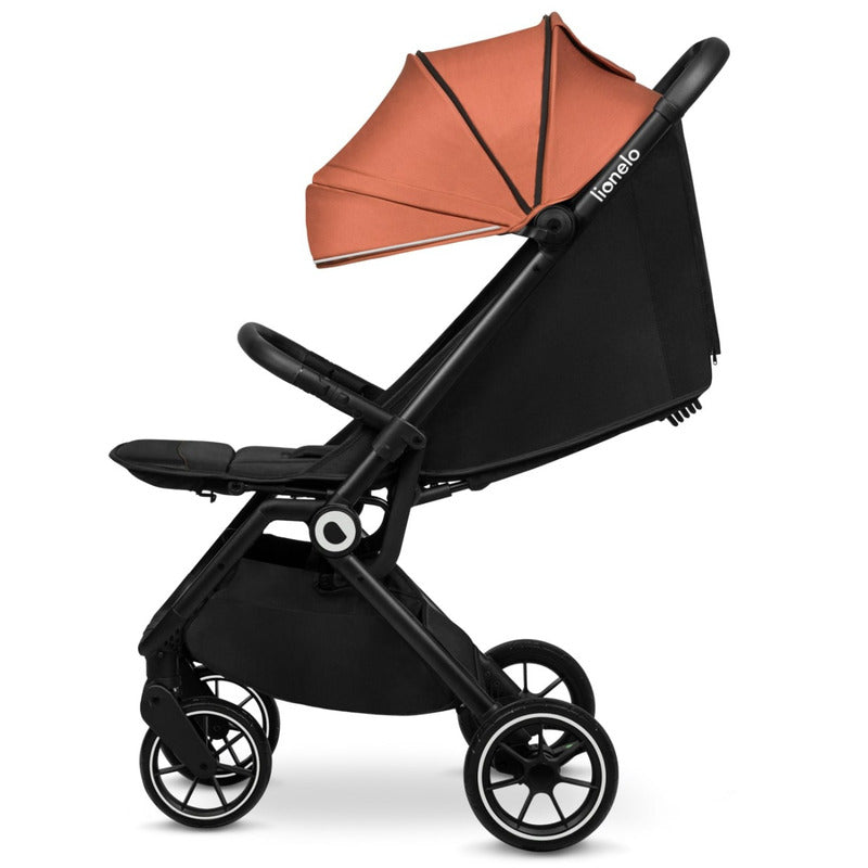 Carucior sport, Lionelo, Cloe, Cu accesorii, Cadru din aluminiu, Pana la 22 kg, Usor, Pliere compacta pentru avion, cu o singura mana, Ideal pentru toate tipurile de suprafete, 6 luni+, Maro