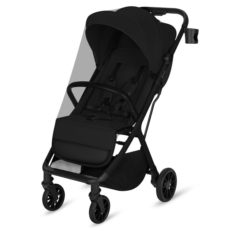 Carucior sport, Lionelo, Cloe Plus, Cu accesorii, Cadru din aluminiu, Pana la 22 kg, Usor, Pliere compacta pentru avion, cu o singura mana, Ideal pentru toate tipurile de suprafete, 6 luni+, Negru