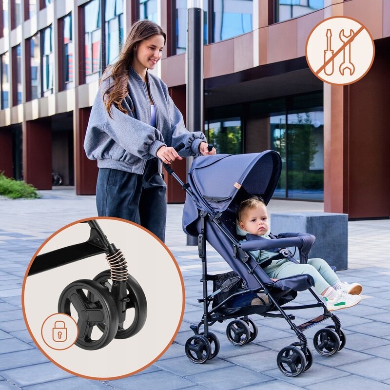 Carucior sport, Lionelo, Elia, Cu plasa de tantari, Suport de picioare reglabil, Spatar ajustabil in 4 pozitii, Capotina XXL, Pliere tip umbrela, Capacitate 15 kg, 6 luni+, EN 1888, Bej Taupe