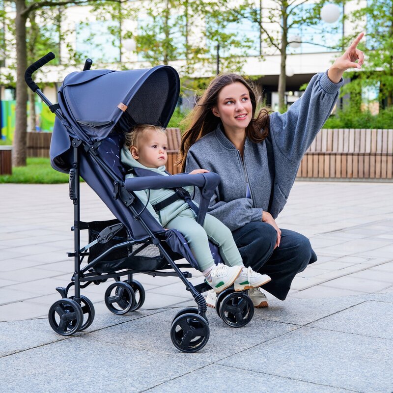 Carucior sport, Lionelo, Elia, Cu plasa de tantari, Suport de picioare reglabil, Spatar ajustabil in 4 pozitii, Capotina XXL, Pliere tip umbrela, Capacitate 15 kg, 6 luni+, EN 1888, Bej Taupe