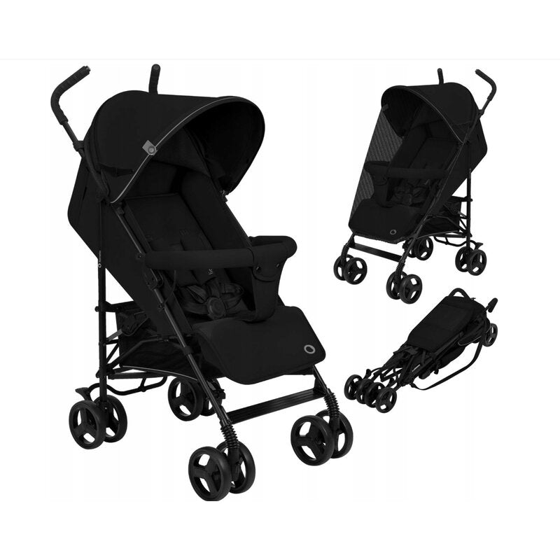 Carucior sport, Lionelo, Elia, Cu plasa de tantari, Suport de picioare reglabil, Spatar ajustabil in 4 pozitii, Capotina XXL, Pliere tip umbrela, Capacitate 15 kg, 6 luni+, EN 1888, Negru