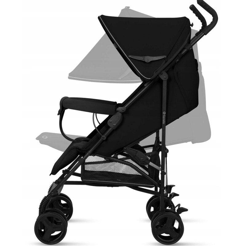 Carucior sport, Lionelo, Elia, Cu plasa de tantari, Suport de picioare reglabil, Spatar ajustabil in 4 pozitii, Capotina XXL, Pliere tip umbrela, Capacitate 15 kg, 6 luni+, EN 1888, Negru