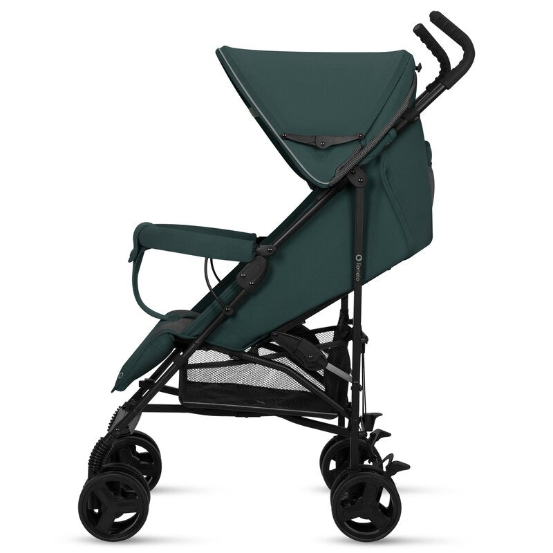 Carucior sport, Lionelo, Elia, Cu plasa de tantari, Suport de picioare reglabil, Spatar ajustabil in 4 pozitii, Capotina XXL, Pliere tip umbrela, Capacitate 15 kg, 6 luni+, EN 1888, Verde grafit