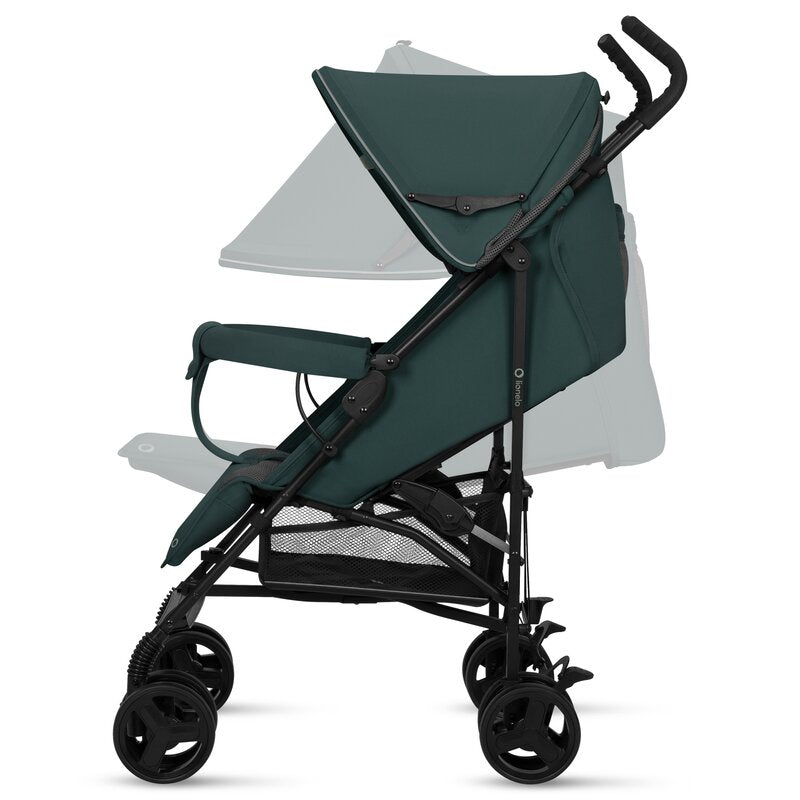 Carucior sport, Lionelo, Elia, Cu plasa de tantari, Suport de picioare reglabil, Spatar ajustabil in 4 pozitii, Capotina XXL, Pliere tip umbrela, Capacitate 15 kg, 6 luni+, EN 1888, Verde grafit