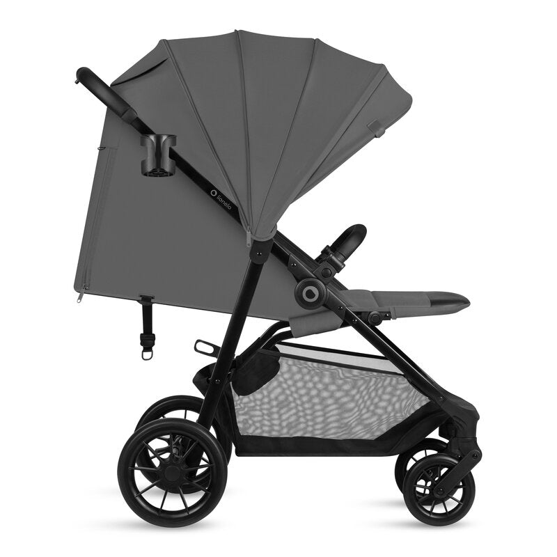 Carucior sport, Lionelo, Emerald, Pliere cu o mana, Copertina XXL UPF50+, Spatar reglabil, Suspensie completa, Roti EVA, 6- 48 luni, Pana la 22 kg, Gri
