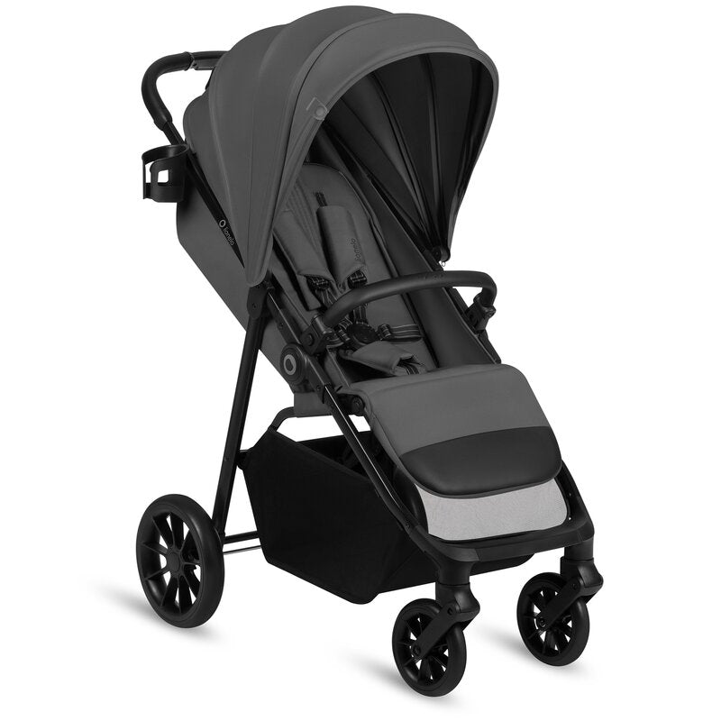 Carucior sport, Lionelo, Emerald, Pliere cu o mana, Copertina XXL UPF50+, Spatar reglabil, Suspensie completa, Roti EVA, 6- 48 luni, Pana la 22 kg, Gri