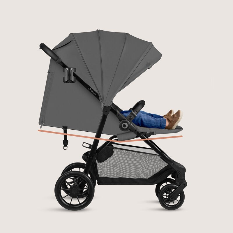 Carucior sport, Lionelo, Emerald, Pliere cu o mana, Copertina XXL UPF50+, Spatar reglabil, Suspensie completa, Roti EVA, 6- 48 luni, Pana la 22 kg, Gri
