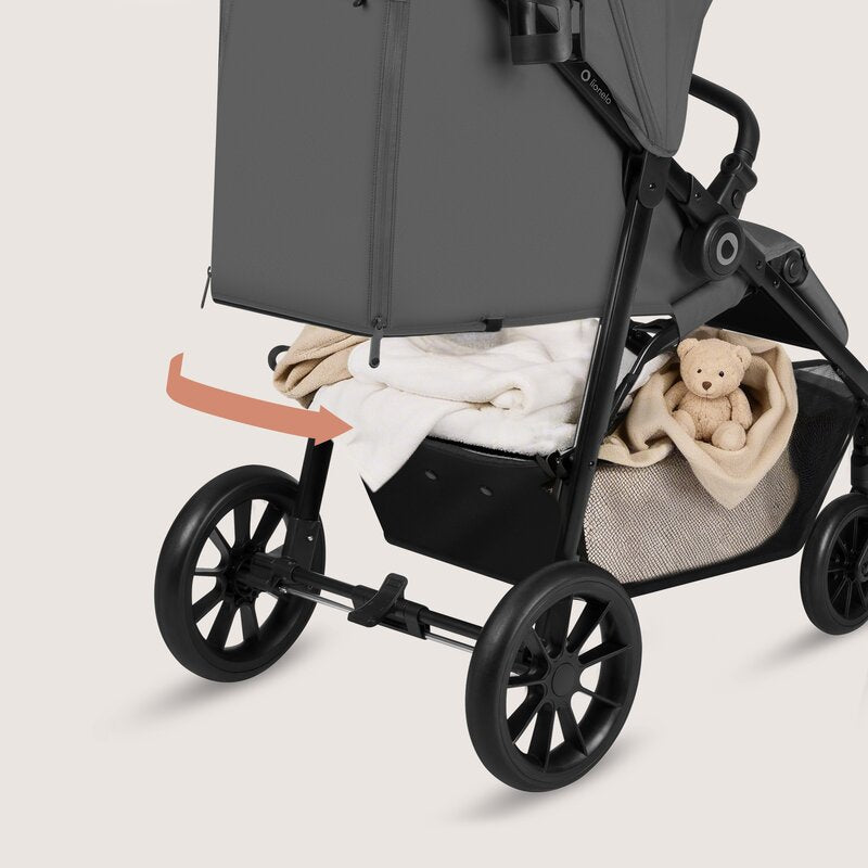 Carucior sport, Lionelo, Emerald, Pliere cu o mana, Copertina XXL UPF50+, Spatar reglabil, Suspensie completa, Roti EVA, 6- 48 luni, Pana la 22 kg, Gri